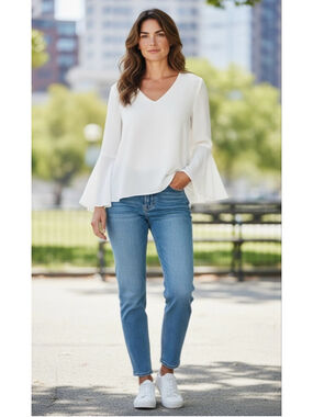 Zara White Peasant exposed back blouse top bell sleeves Cottagecore Boho Y2K